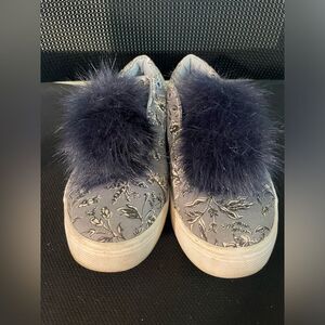 Sam Edelman Laya Blue Platform Pom Pom Floral Sneakers Size 8